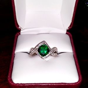 Lab-created Emerald & White Sapphire Sterling